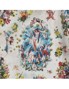 Tissu Angelots écarlate Jean Paul Gaultier