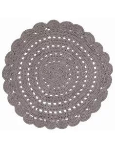 Tapis enfant rond gris Alma en coton crocheté | Nattiot