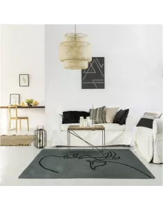 Tapis Kiss Gris foncé 100% laine au léger dessin à main levé Edito 2