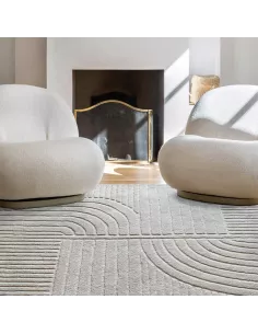 Tapis design sculptural Equivok blanc cassé en fibres recyclées Edito
