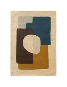 Tapis Bauhaus bleu aux motifs géométriques art abstrait Edito