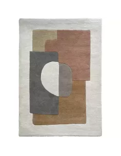 Tapis Bauhaus corail fond blanc aux motifs géométriques abstrait Edito