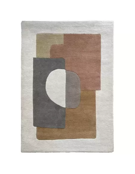 Tapis Bauhaus corail fond blanc aux motifs géométriques abstrait Edito