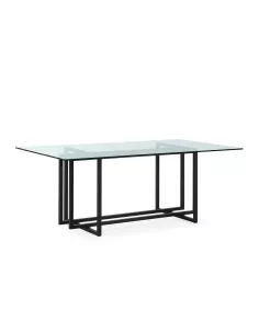 Table en verre rectangulaire au piètement noir 190cm Thai Natura
