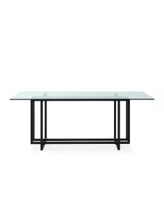 Table en verre rectangulaire au piètement noir 190cm Thai Natura 2