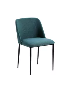 Chaise bleu canard en tissu aux pieds noirs - Thai Natura
