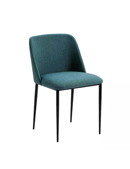 Chaise bleu canard en tissu aux pieds noirs - Thai Natura