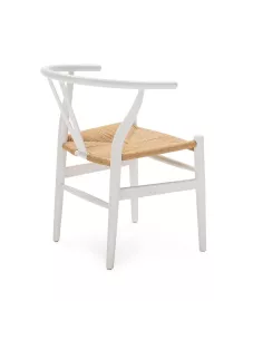 Chaise blanche en bois et assise en corde - Thai Natura 2
