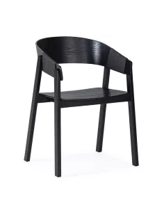 Chaise noire en bois avec accoudoirs, Thai Natura