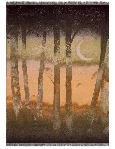 Plaid frangé Shinlin motif paysage forestier K3 by Kenzo Takada