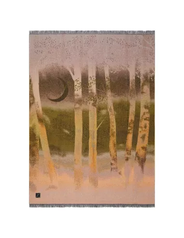 Plaid frangé Shinlin motif paysage forestier K3 by Kenzo Takada