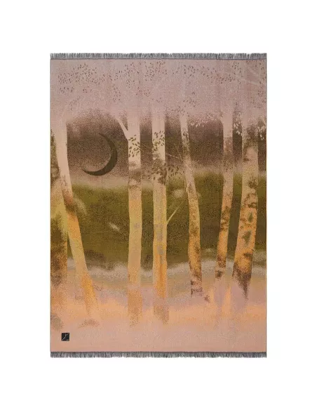 Plaid frangé Shinlin motif paysage forestier K3 by Kenzo Takada