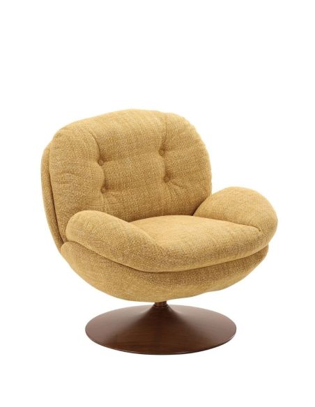 Fauteuil Pivotant Memento Retro Moutarde Noyer | Athezza