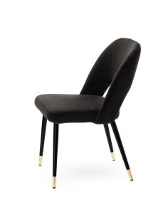 Chaise de table Gambetta Noir en velours et structure noire et dorée