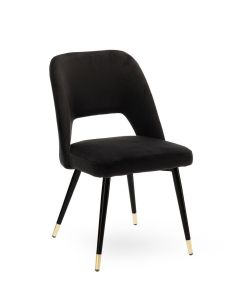 Chaise de table Gambetta Noir en velours et structure noire et dorée 2