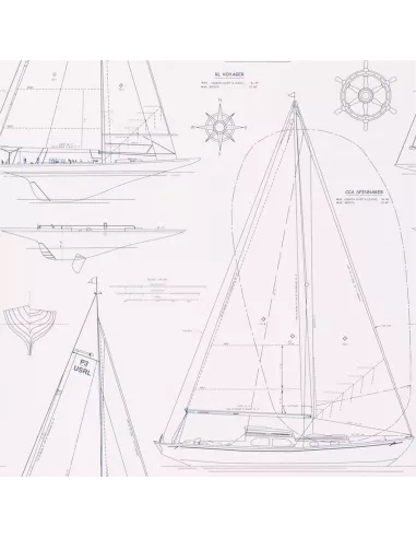 Papier peint Boat Blueprint - Ralph Lauren