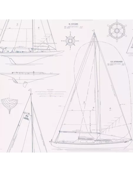 Papier peint Boat Blueprint - Ralph Lauren