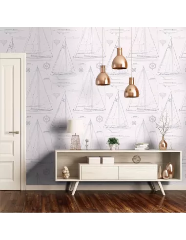 Papier peint Boat Blueprint - Ralph Lauren