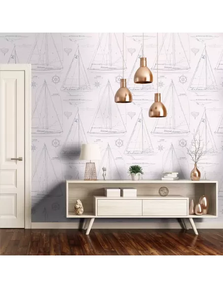 Papier peint Boat Blueprint - Ralph Lauren