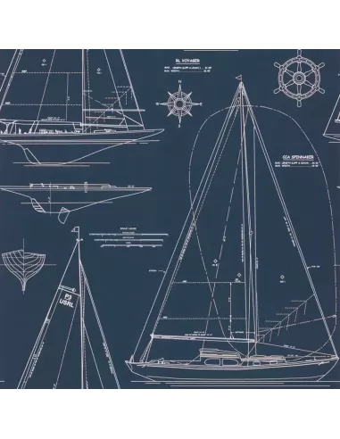 Papier peint Boat Blueprint - Ralph Lauren