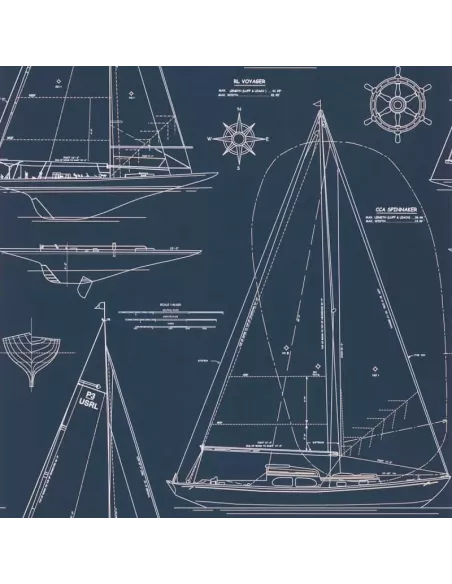 Papier peint Boat Blueprint - Ralph Lauren