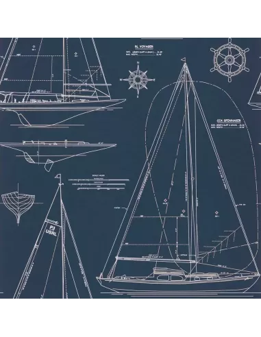 Papier peint Boat Blueprint - Ralph Lauren
