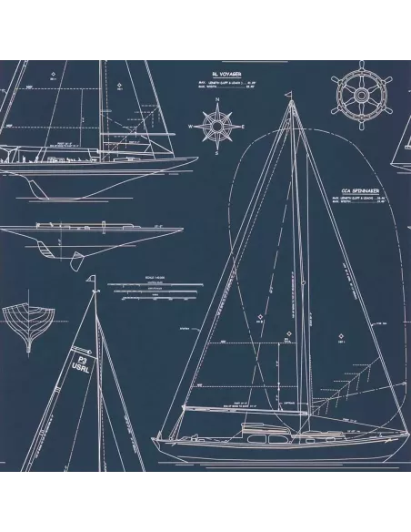 Papier peint Boat Blueprint - Ralph Lauren