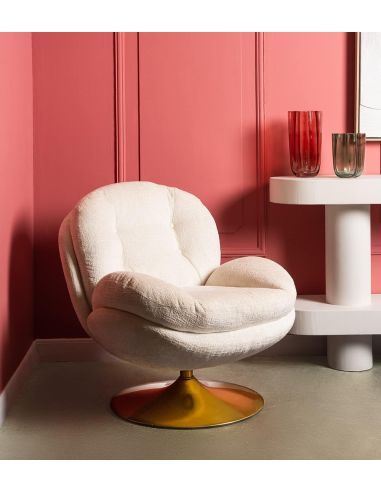 Fauteuil Memento Blanc Pied Gold | Athezza