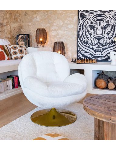 Fauteuil Memento Blanc Pied Gold | Athezza