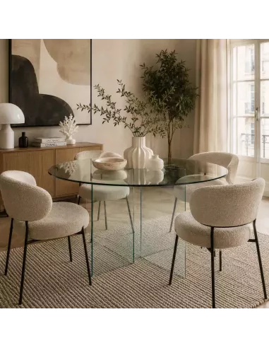 Table de repas ronde en verre 135 cm | Thai Natura