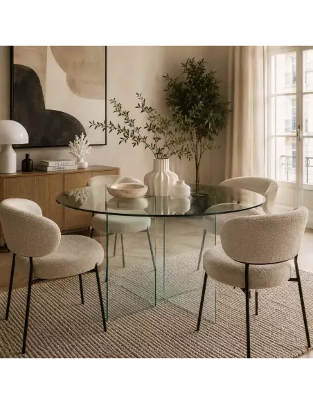 Table de repas ronde en verre 135 cm | Thai Natura