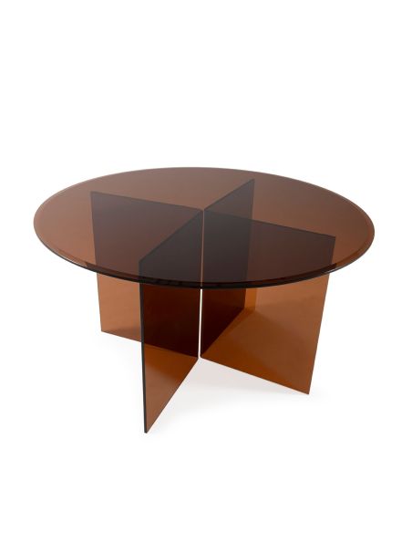 Table de repas ronde en verre ambre 135 cm | Thai Natura