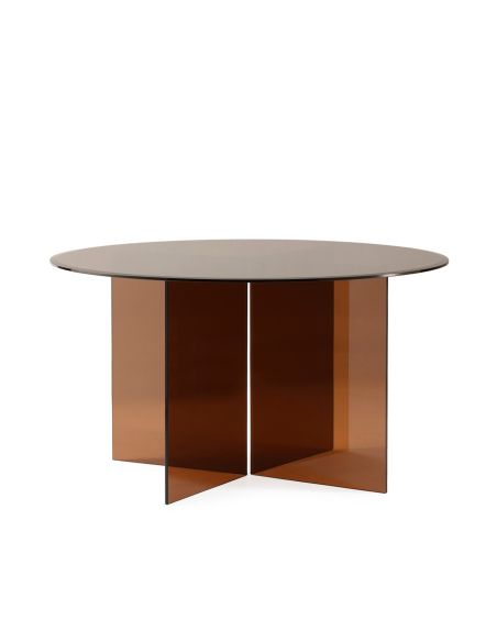 Table de repas ronde en verre ambre 135 cm | Thai Natura