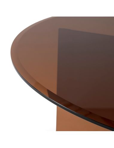 Table de repas ronde en verre ambre 135 cm | Thai Natura