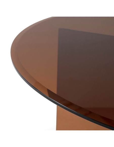 Table de repas ronde en verre ambre 135 cm | Thai Natura