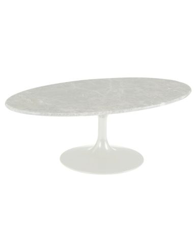 Table Basse Marbella Ovale Marbre Blanc Tulipe | Athezza
