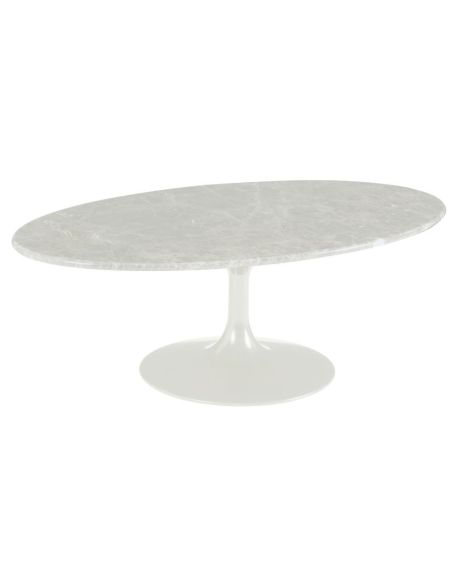 Table Basse Marbella Ovale Marbre Blanc Tulipe | Athezza
