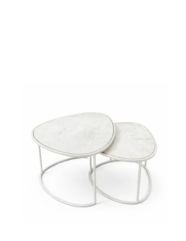 Tables Basses Gigognes Alba en Marbre Blanc | Athezza