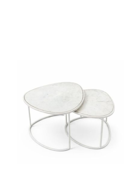 Tables Basses Gigognes Alba en Marbre Blanc | Athezza