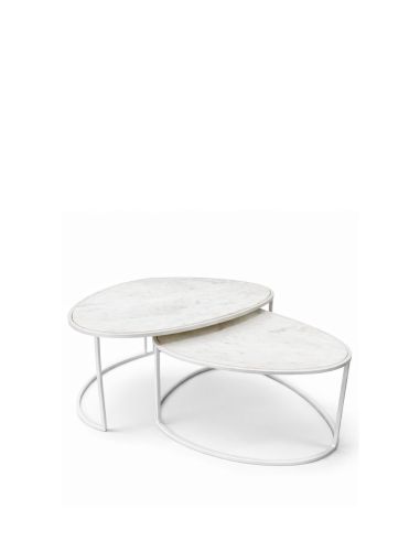 Tables Basses Gigognes Alba en Marbre Blanc | Athezza