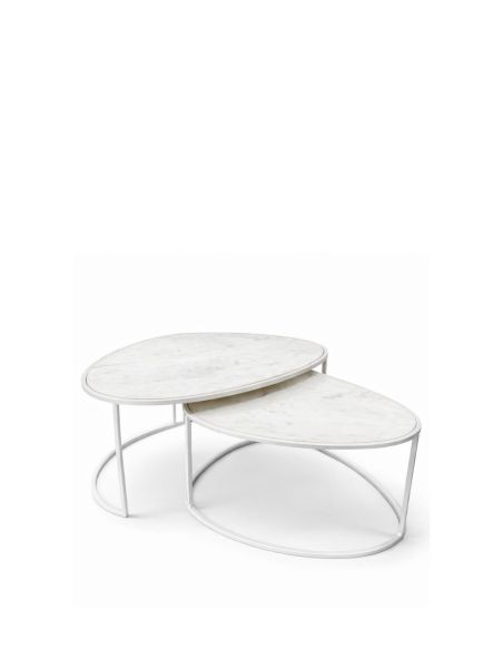 Tables Basses Gigognes Alba en Marbre Blanc | Athezza