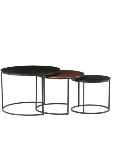 Tables Basses Gigognes Yuli Noires et Dorées | Athezza