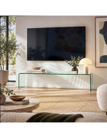Meuble TV en verre transparent 19mm Thai Natura - 180 x 45 x 45 cm
