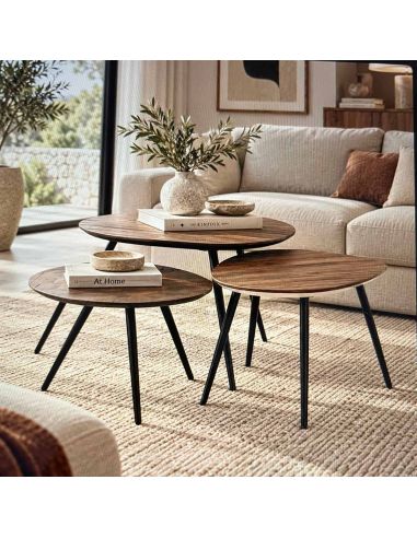 Set de Tables Basses Simone Bois Recyclé - Athezza