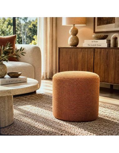 Pouf Livia Nude Athezza D40 x H40 cm en tissu texturé