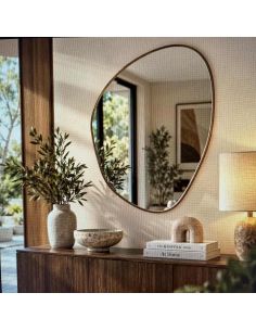 Grand Miroir décoratif vintage doré ovale pour toutes les pièces H80