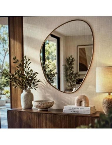 Grand Miroir décoratif vintage doré ovale pour toutes les pièces H80