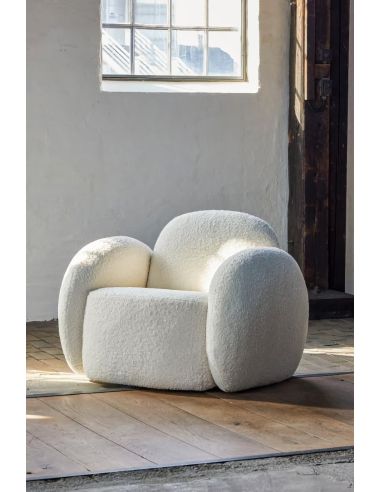 Fauteuil Bouclette Blanche Zanno | Bloomingville