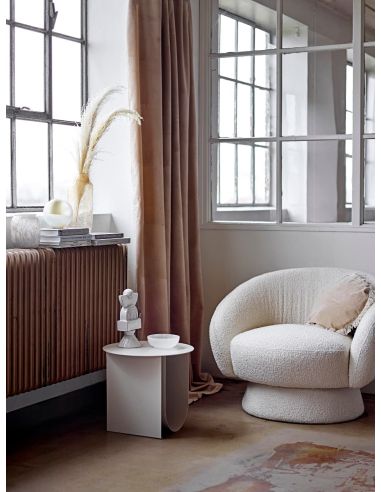 Fauteuil Ted Blanc Bloomingville | Fauteuil bouclette | DecoenLigne
