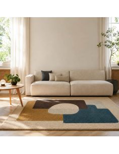 Tapis Bauhaus bleu aux motifs géométriques art abstrait Edito 2